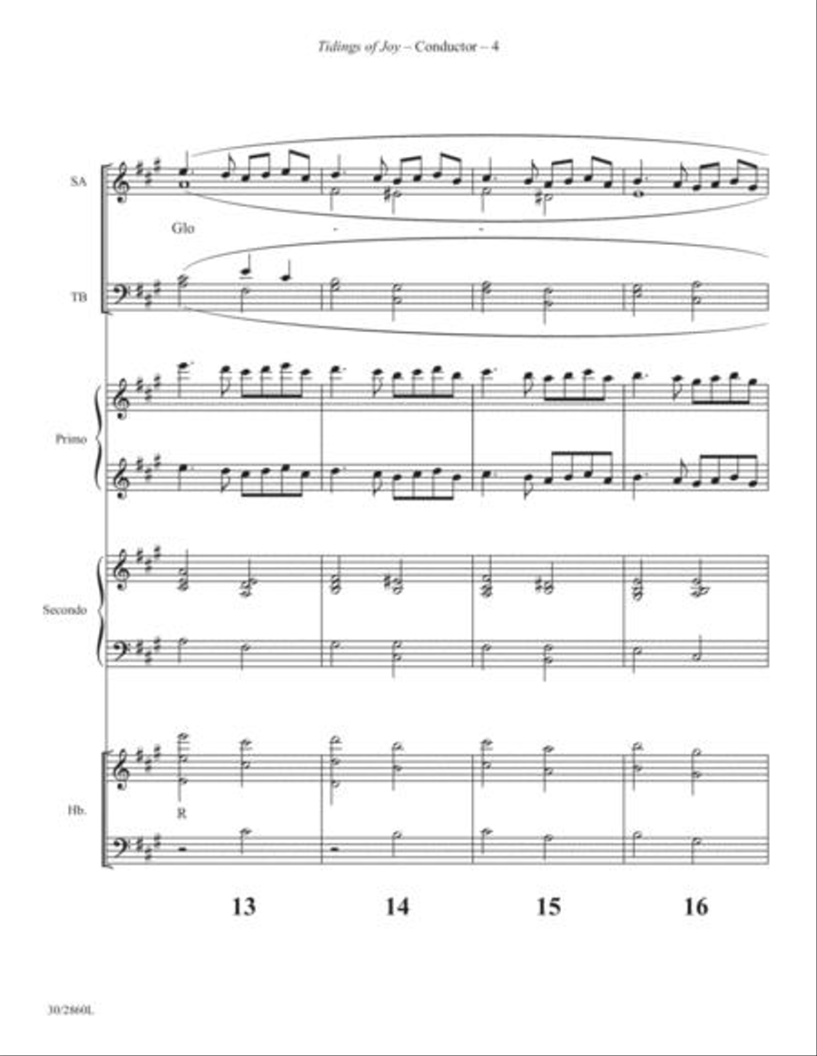 Tidings of Joy! - Handbells and 4-hand Piano Score and Parts