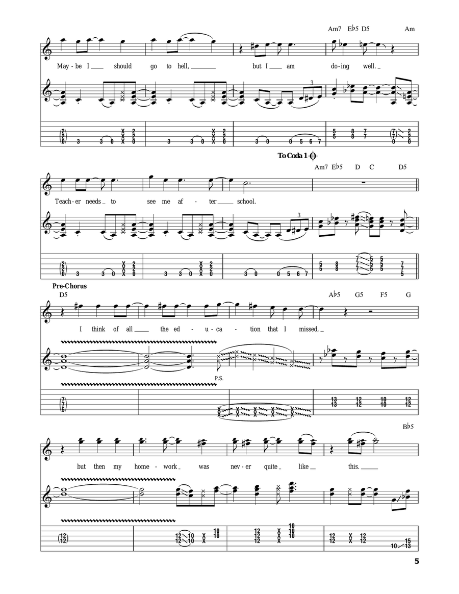 Hot For Teacher Acoustic Guitar scores gallery preview page 5