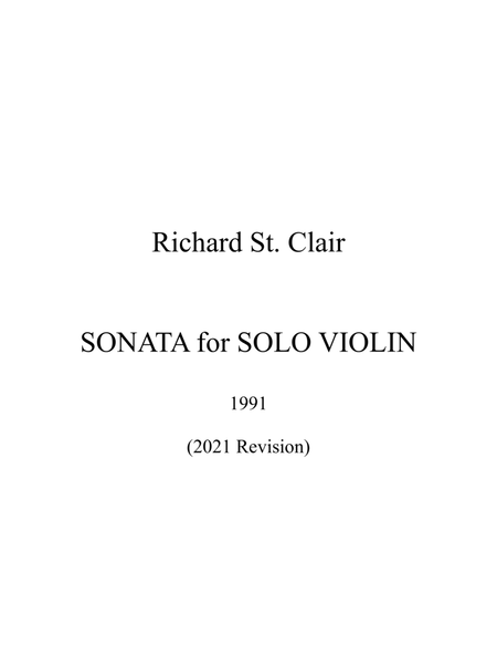 SONATA for SOLO VIOLIN (1991, 2021 Revision) image number null