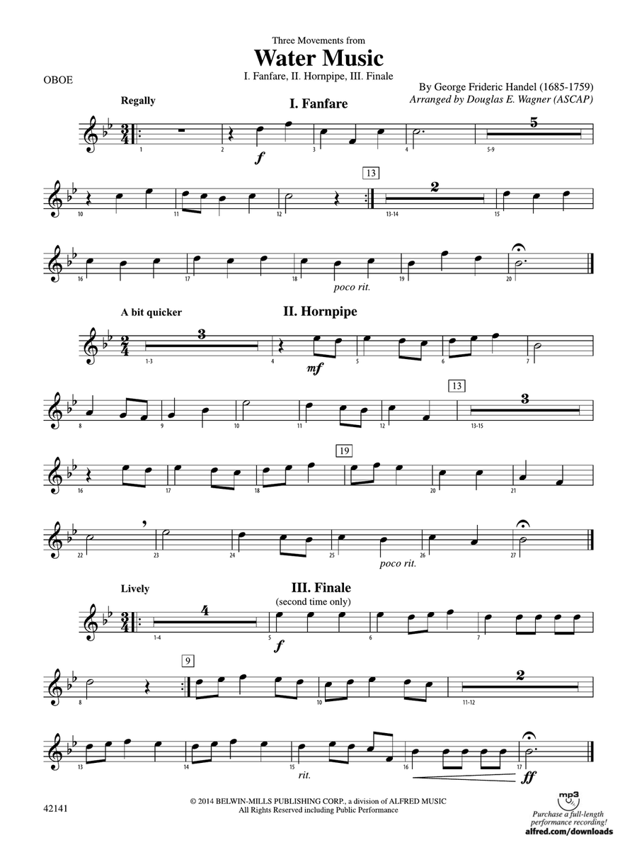 Three Movements from Water Music: Oboe
