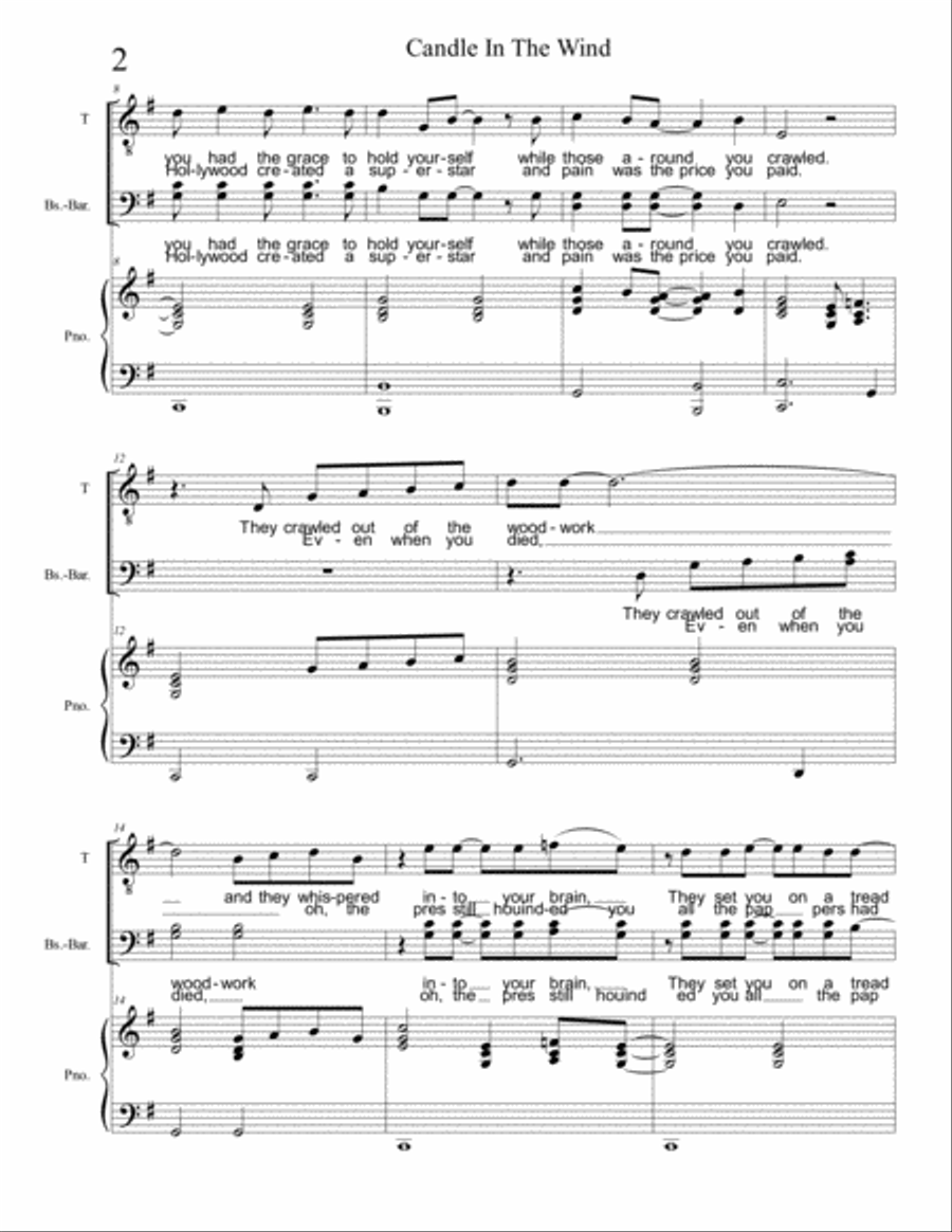 Candle In The Wind TTBB scores gallery preview page 2