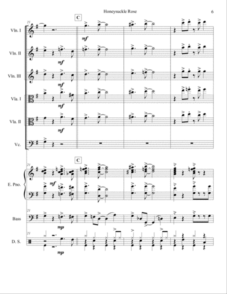 Honeysuckle Rose Set of Parts scores gallery preview page 6