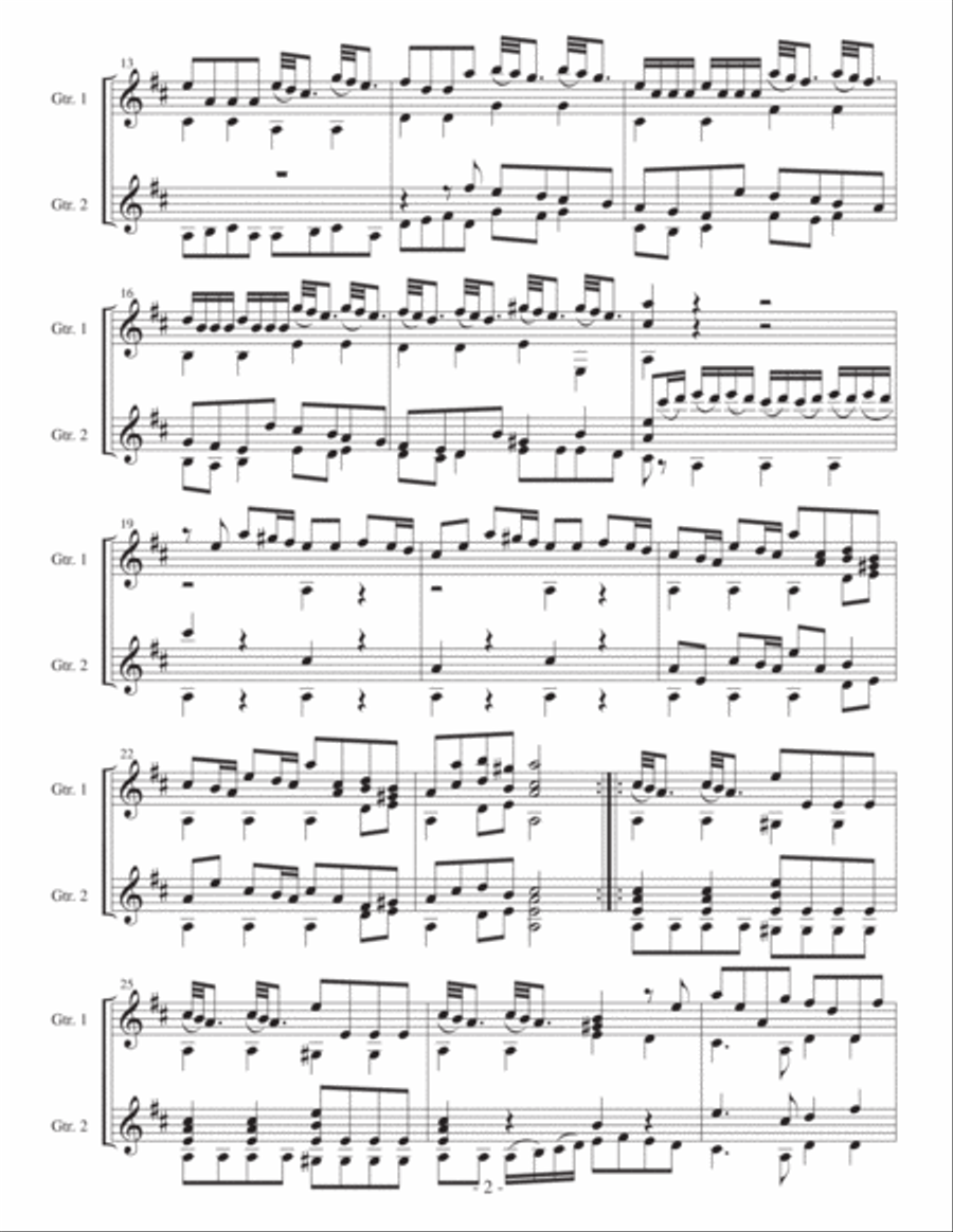 Vivaldi Concerto in D arranged for two classical guitars Acoustic Guitar scores gallery preview page 3