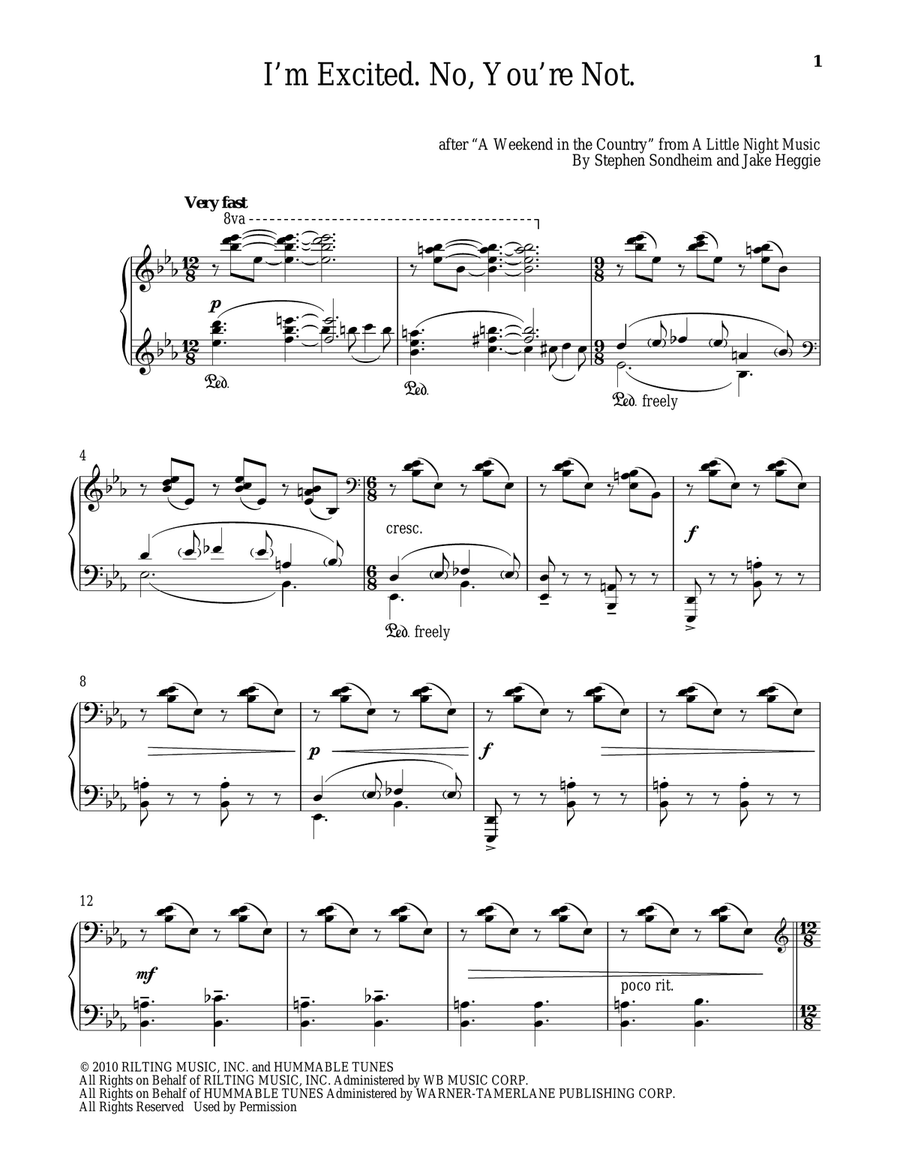 I'm Excited. No, You're Not. Piano Solo scores gallery preview page 1