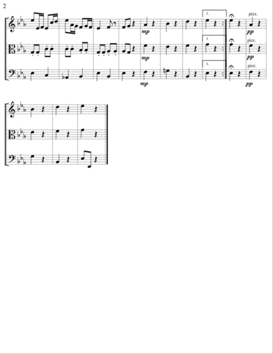 Andante in Eb Major for String Trio String Trio scores gallery preview page 2