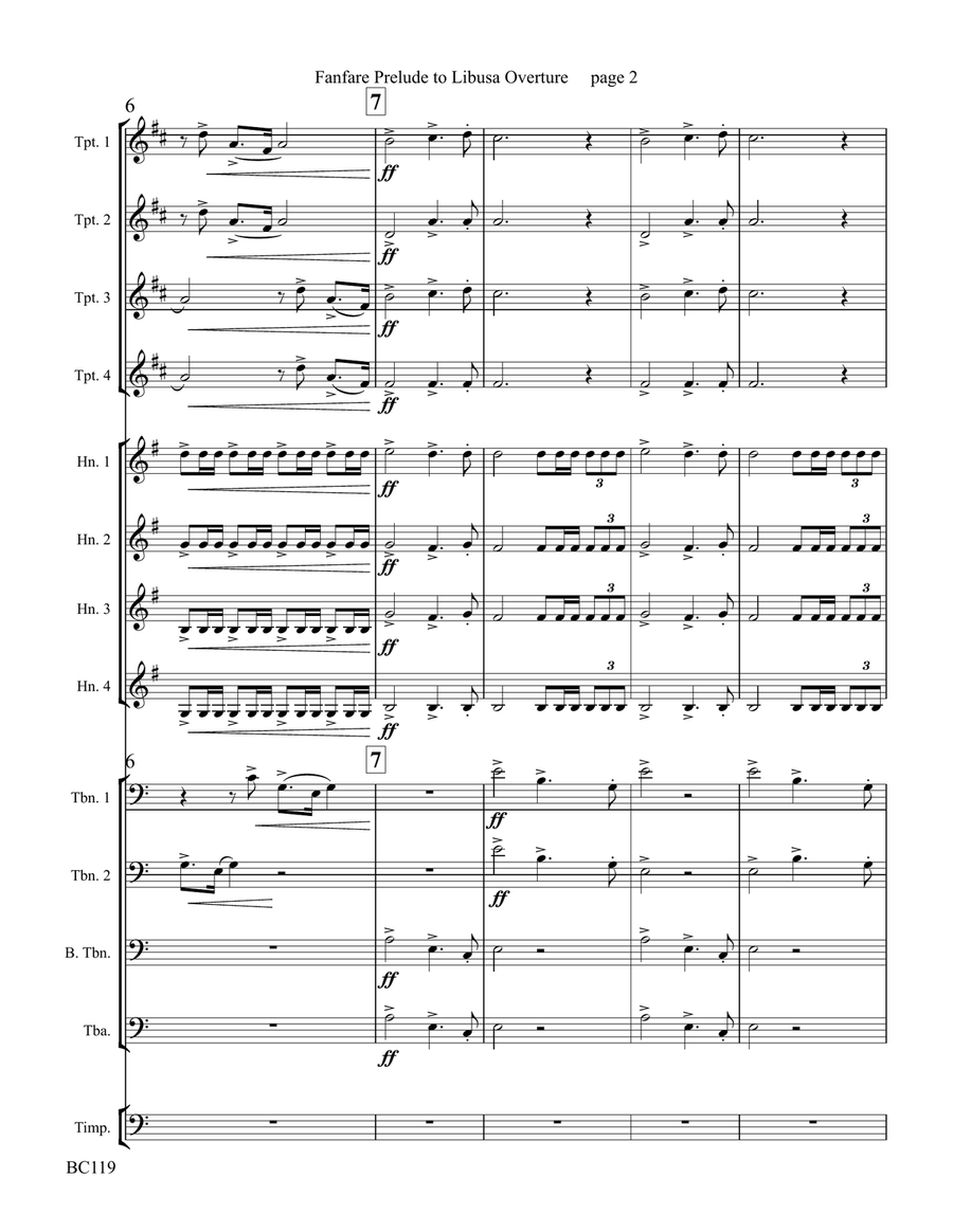 Fanfare Prelude to Libusa Overture for Brass Choir Euphonium scores gallery preview page 3