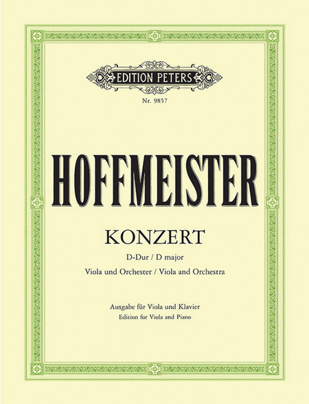 Viola Concerto in D (Edition for Viola and Piano) by Franz Anton Hoffmeister Piano Accompaniment - Sheet Music