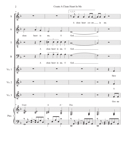 Create A Clean Heart In Me (Vocal Quartet - (SATB) image number null