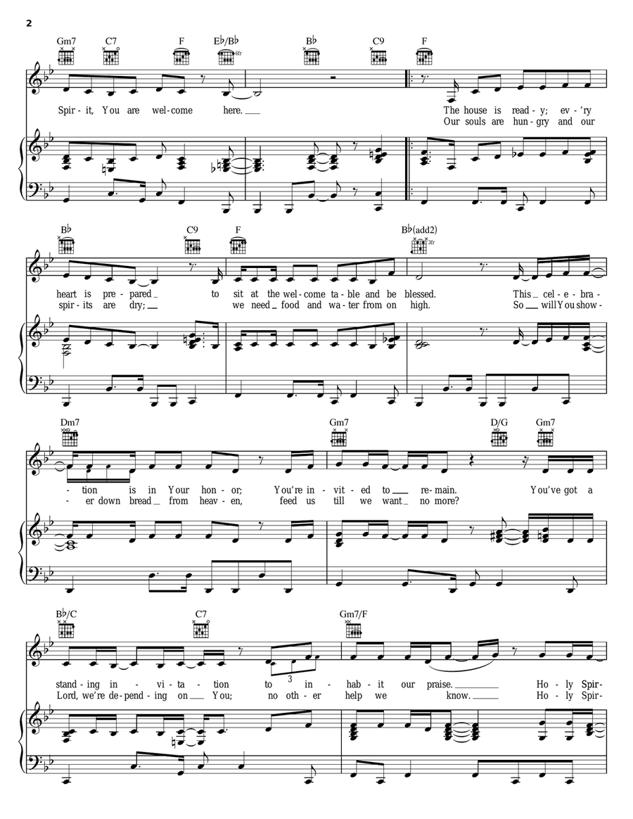 Holy Spirit, You Are Welcome Here Piano, Vocal, Guitar scores gallery preview page 2