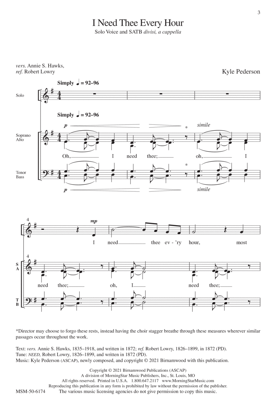 I Need Thee Every Hour Divisi scores gallery preview page 1