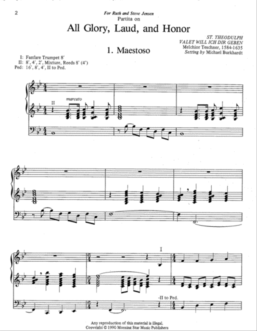 Partita on All Glory, Laud, and Honor Organ scores gallery preview page 2