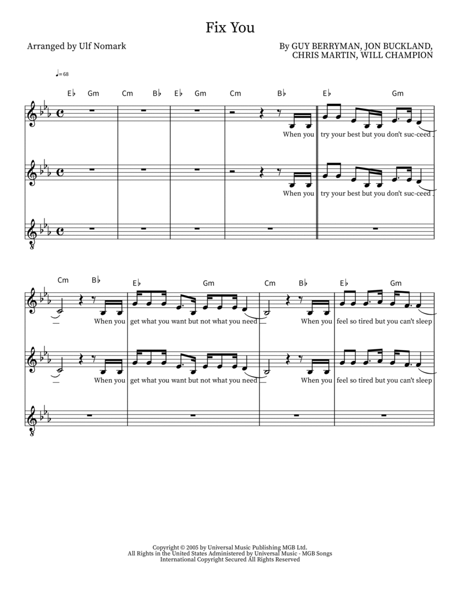 Fix You 3-Part scores gallery preview page 1