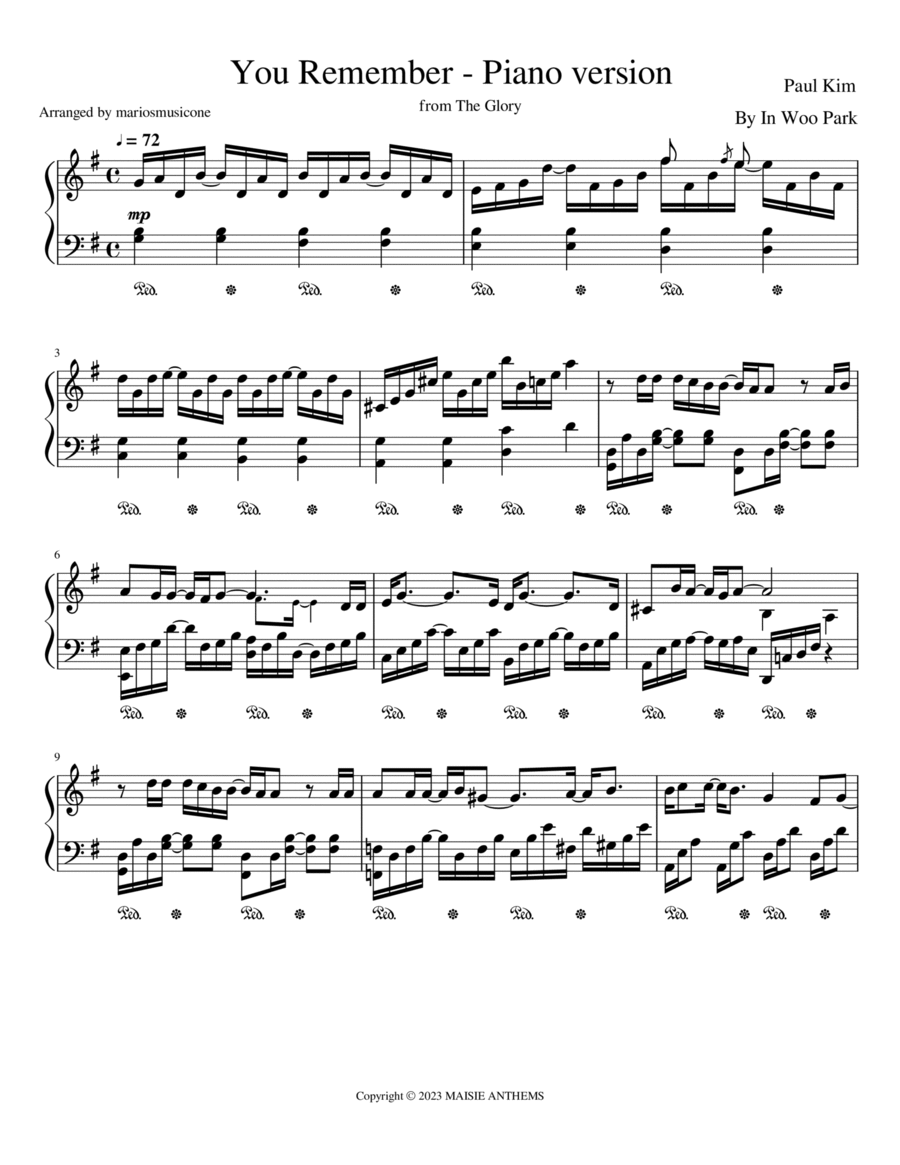 You Remember Piano Solo scores gallery preview page 1