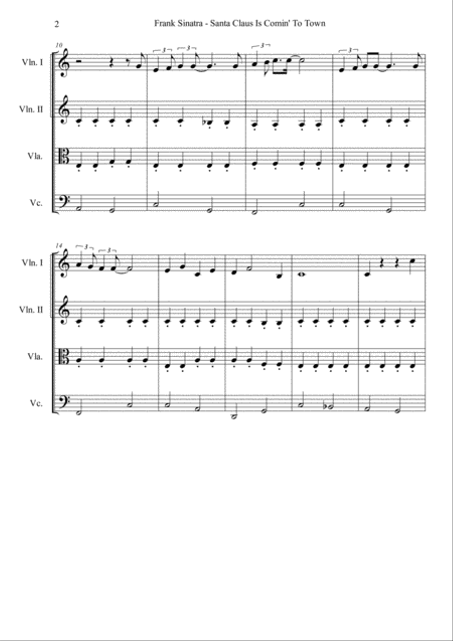 Santa Claus Is Comin' To Town Santa Claus Is Comin' To Town String Quartet scores gallery preview page 3