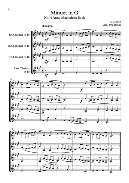 Six Classical Minuets for Clarinet Quartet image number null