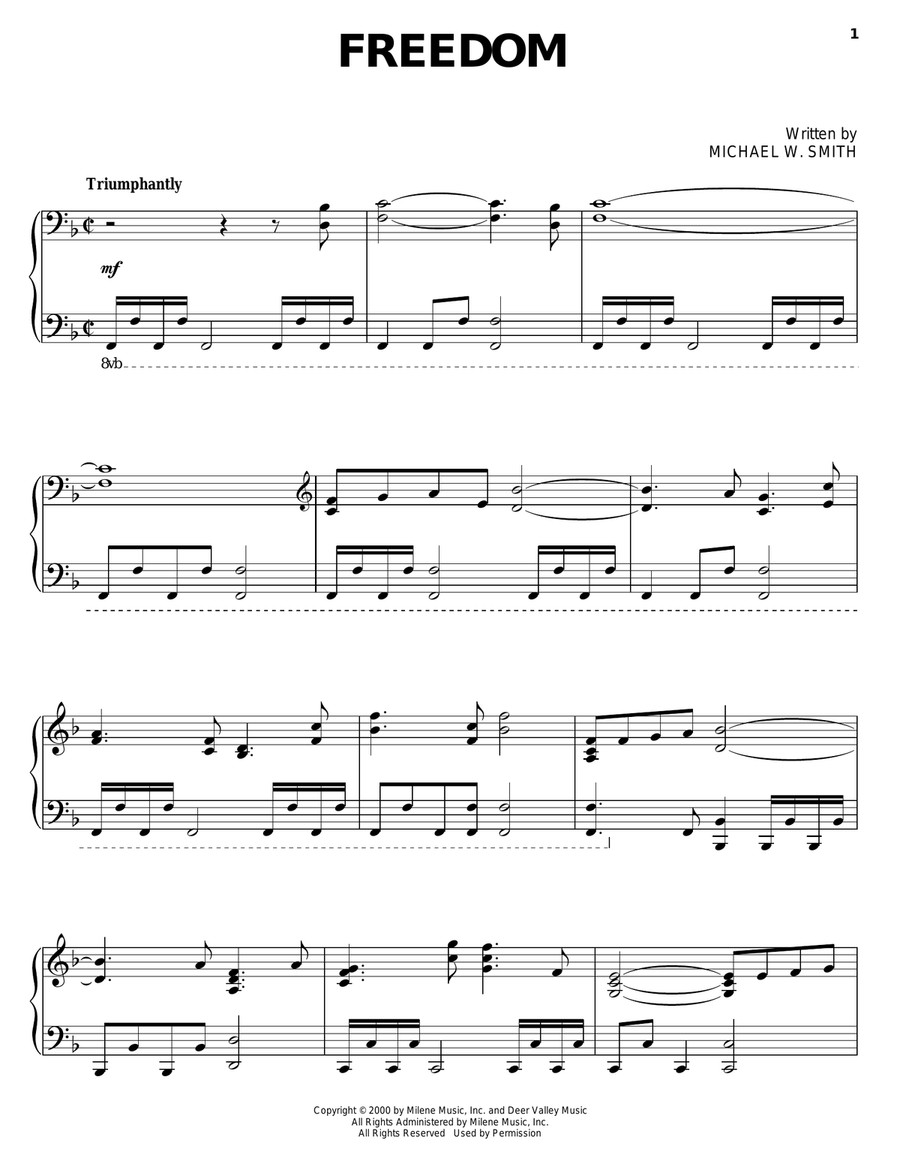 Freedom Piano Solo scores gallery preview page 1