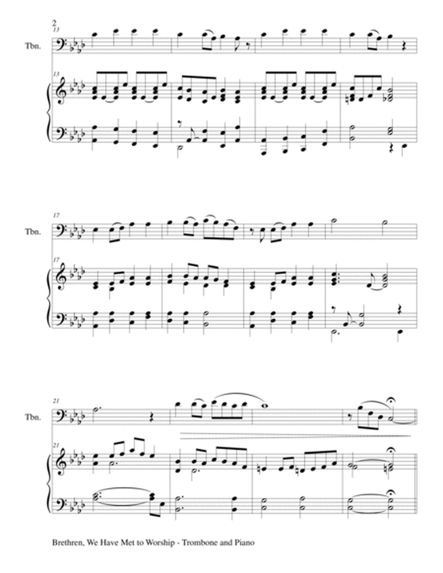 BRETHREN, WE HAVE MET TO WORSHIP (Duet – Trombone and Piano/Score and Parts) image number null