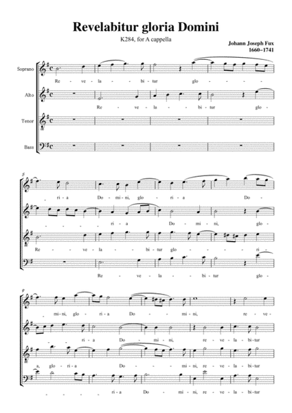 Fux-Revelabitur gloria Domini,K284,in e minor,for A cappella