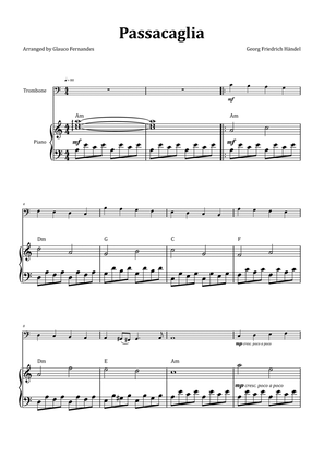 Passacaglia by Handel/Halvorsen - Trombone & Piano with Chord Notation