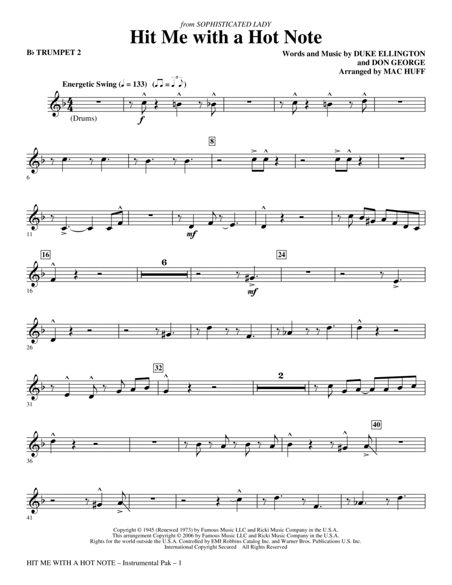 Hit Me With A Hot Note - Trumpet 2 Choir scores gallery preview page 1