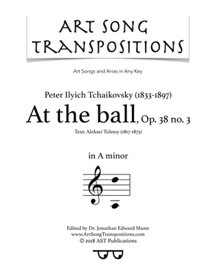 Book cover for TCHAIKOVSKY: Средь шумного бала, Op. 38 no. 3 (transposed to A minor, "At the ball")
