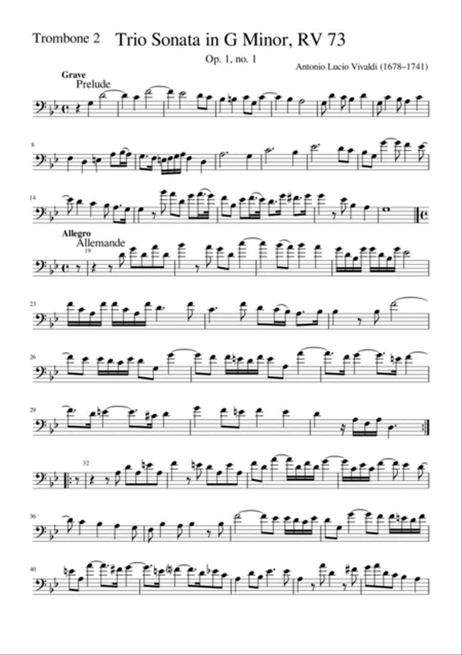 Trio Sonata in G Minor, RV 73 Euphonium scores gallery preview page 4