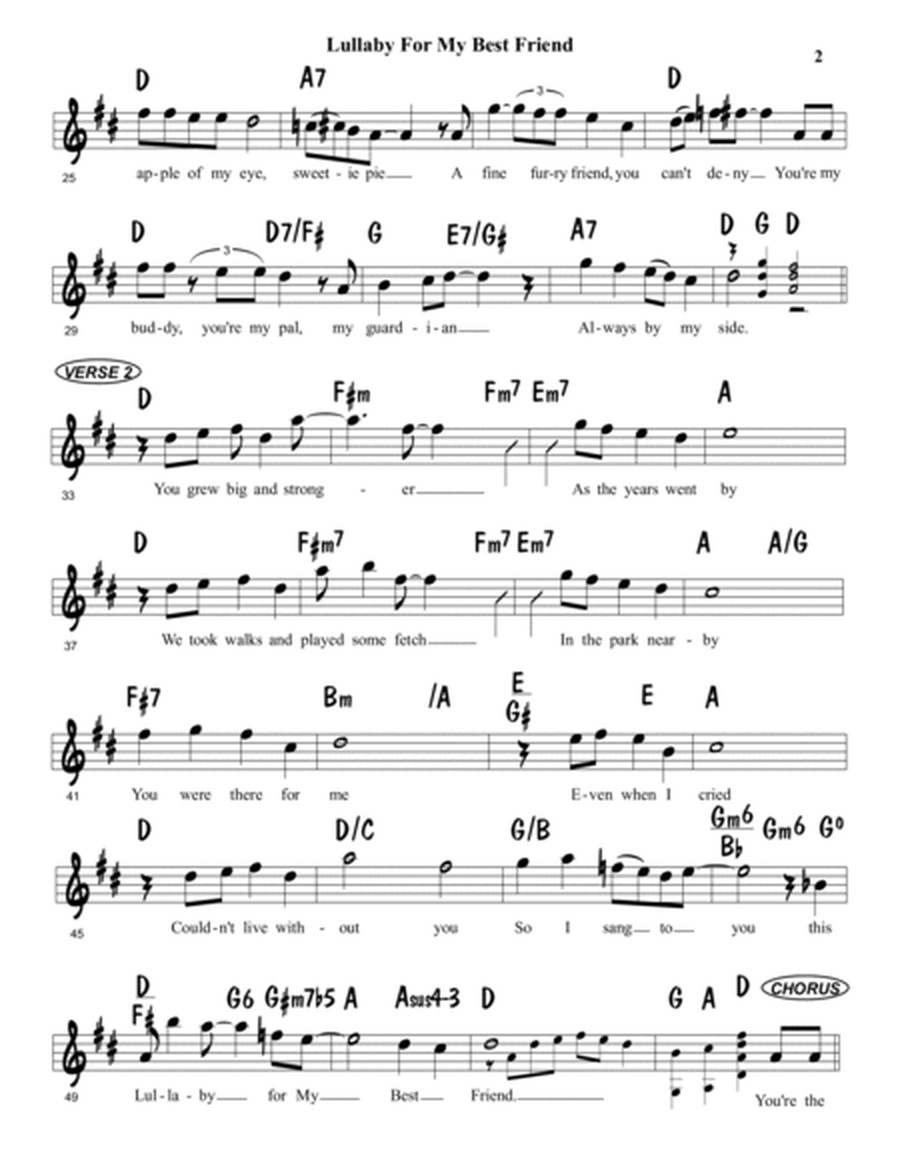 Lullaby for My Best Friend (flute-violin-guitar leadsheet in D)