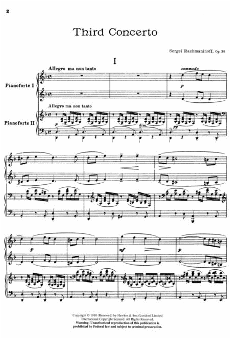 Concerto No. 3 in D Minor, Op. 30 Piano scores gallery preview page 2