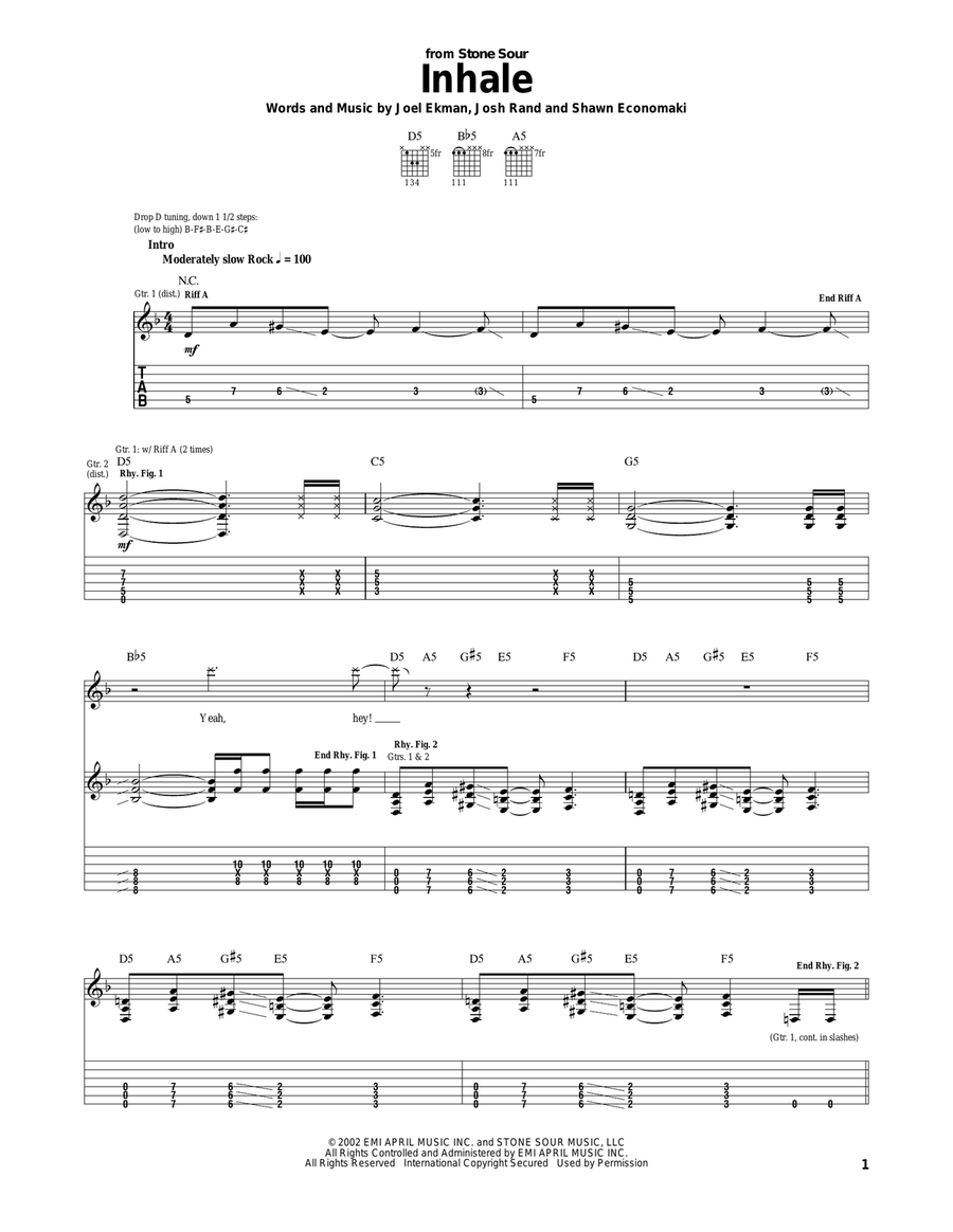 Inhale Electric Guitar scores gallery preview page 1