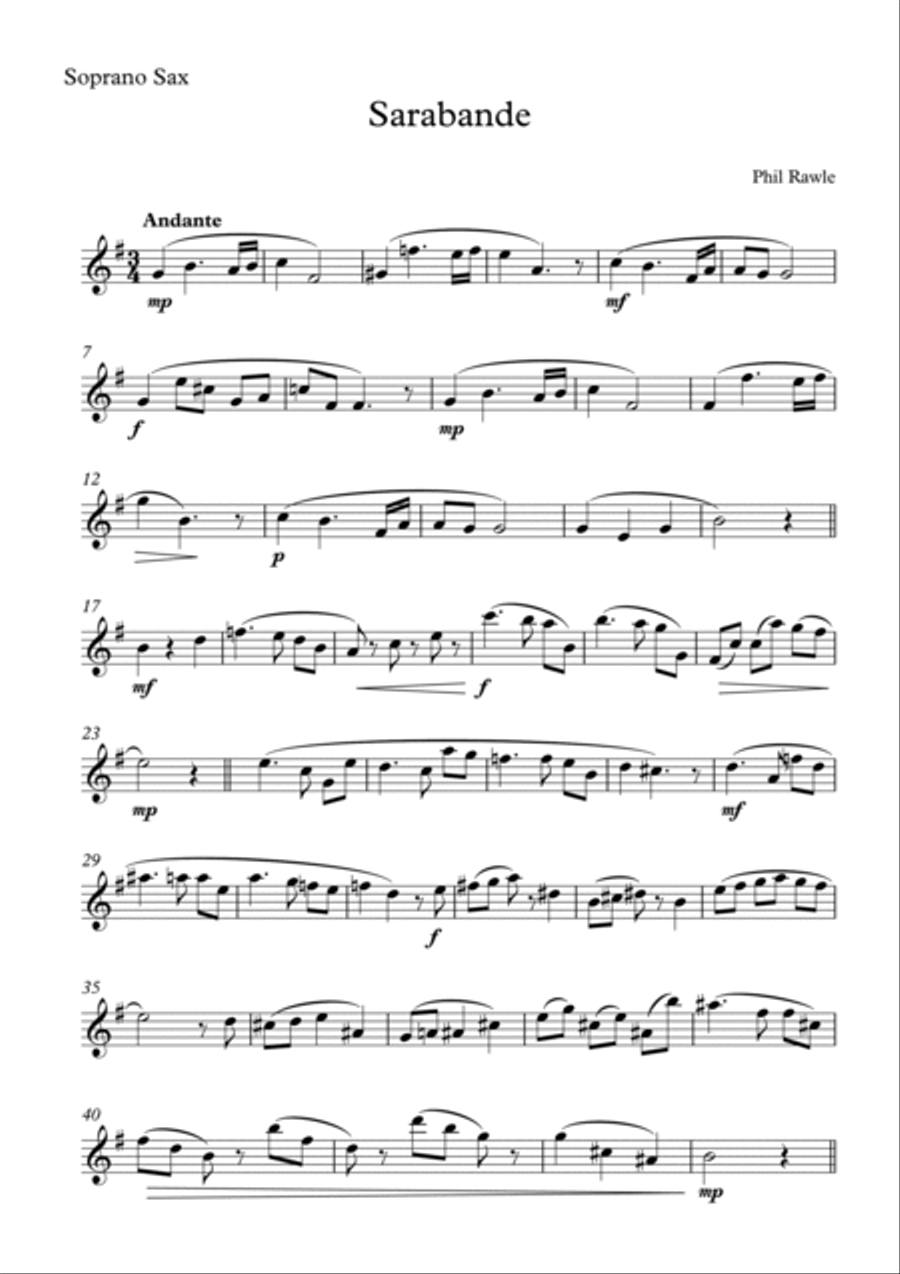 Sarabande - Saxophone Quartet Saxophone Quartet scores gallery preview page 5