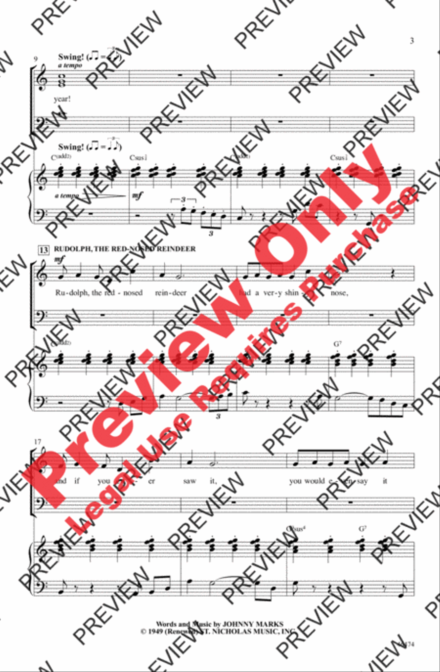 Rudolph, Frosty, and Suzy 3-Part scores gallery preview page 3