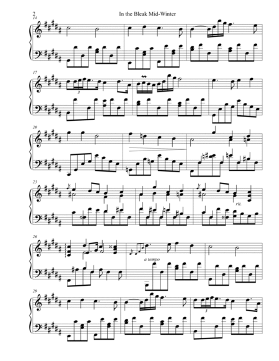 In the Bleak Mid-Winter Piano Solo scores gallery preview page 2
