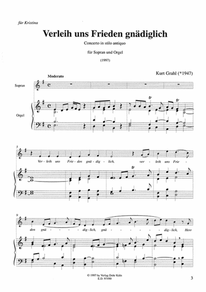 Verleih uns Frieden gnädiglich für Sopran und Orgel (1997) -Concerto in stilo antiquo-