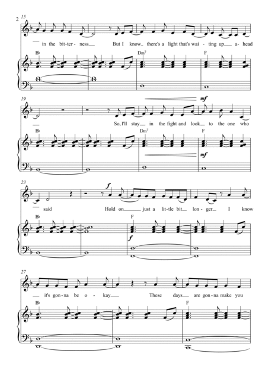 Hold On Hold On Piano, Vocal, Guitar scores gallery preview page 2