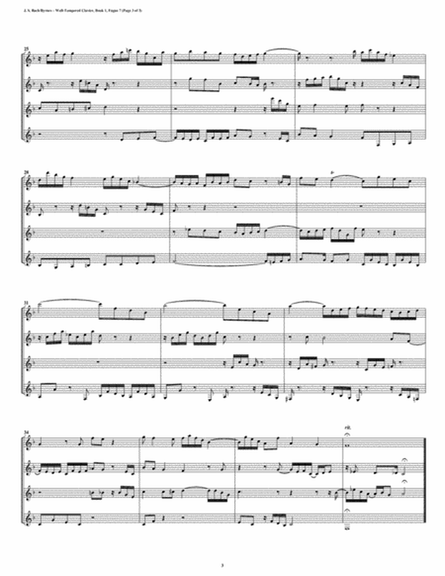 Fugue 07 from Well-Tempered Clavier, Book 1 (Clarinet Quartet) image number null