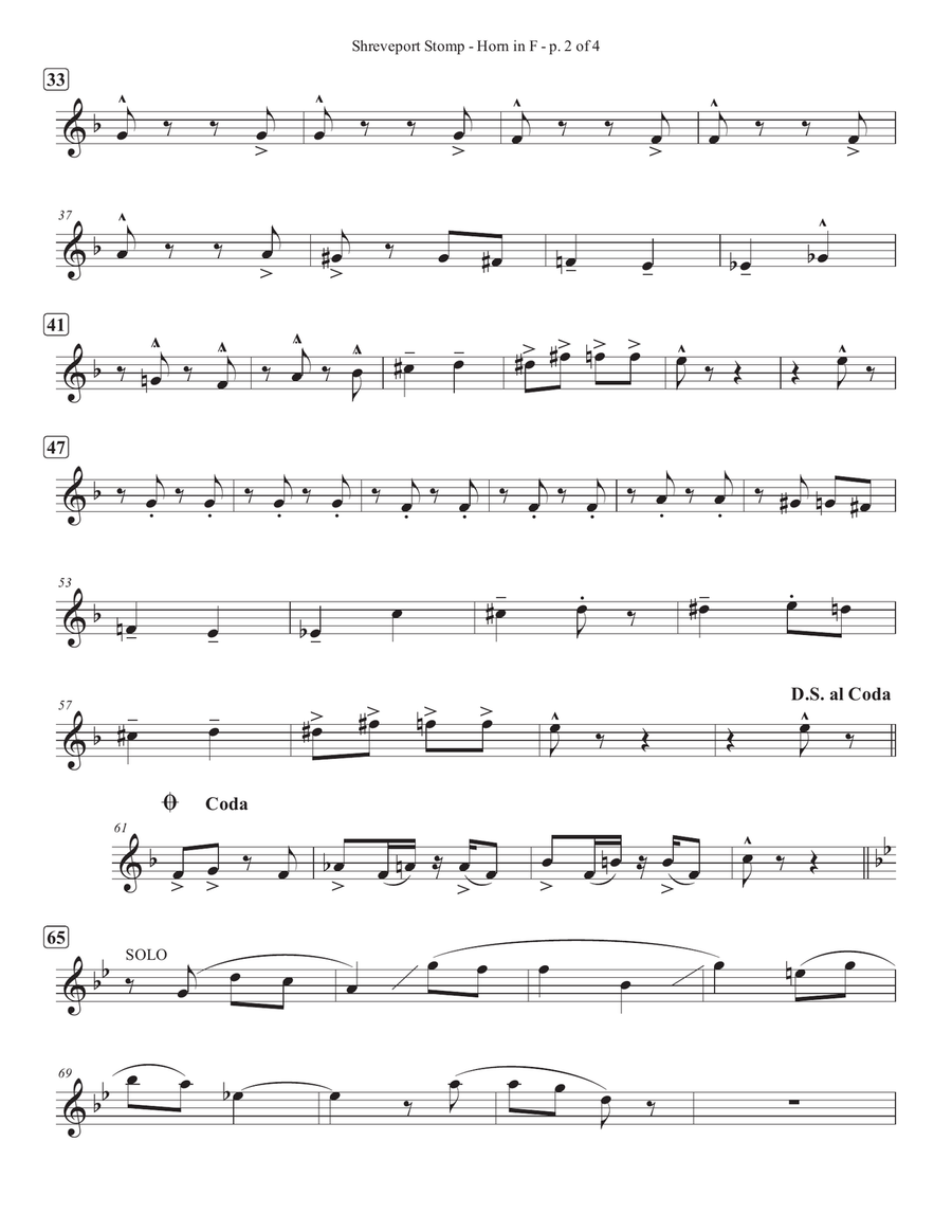 Shreveport Stomp - F Horn Brass Quintet scores gallery preview page 2