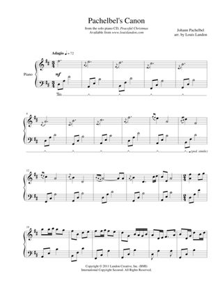 Book cover for Pachelbel's Canon - Traditional Christmas - Louis Landon - Solo Piano