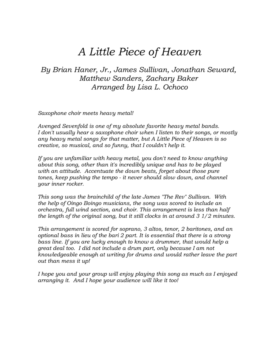 A Little Piece Of Heaven Woodwind Ensemble scores gallery preview page 4