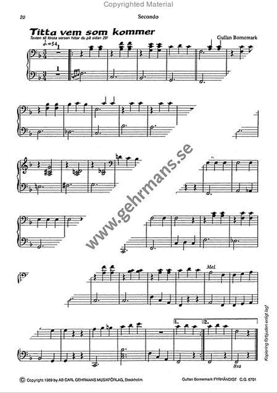 Bornemark fyrhandigt Bornemark fyrhandigt Piano Duet scores gallery preview page 7