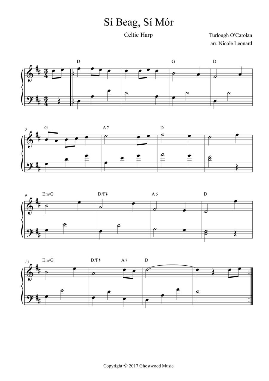 Si Beag Si Mor (Sheebeg Sheemore) for Celtic Harp Celtic Harp scores gallery preview page 1
