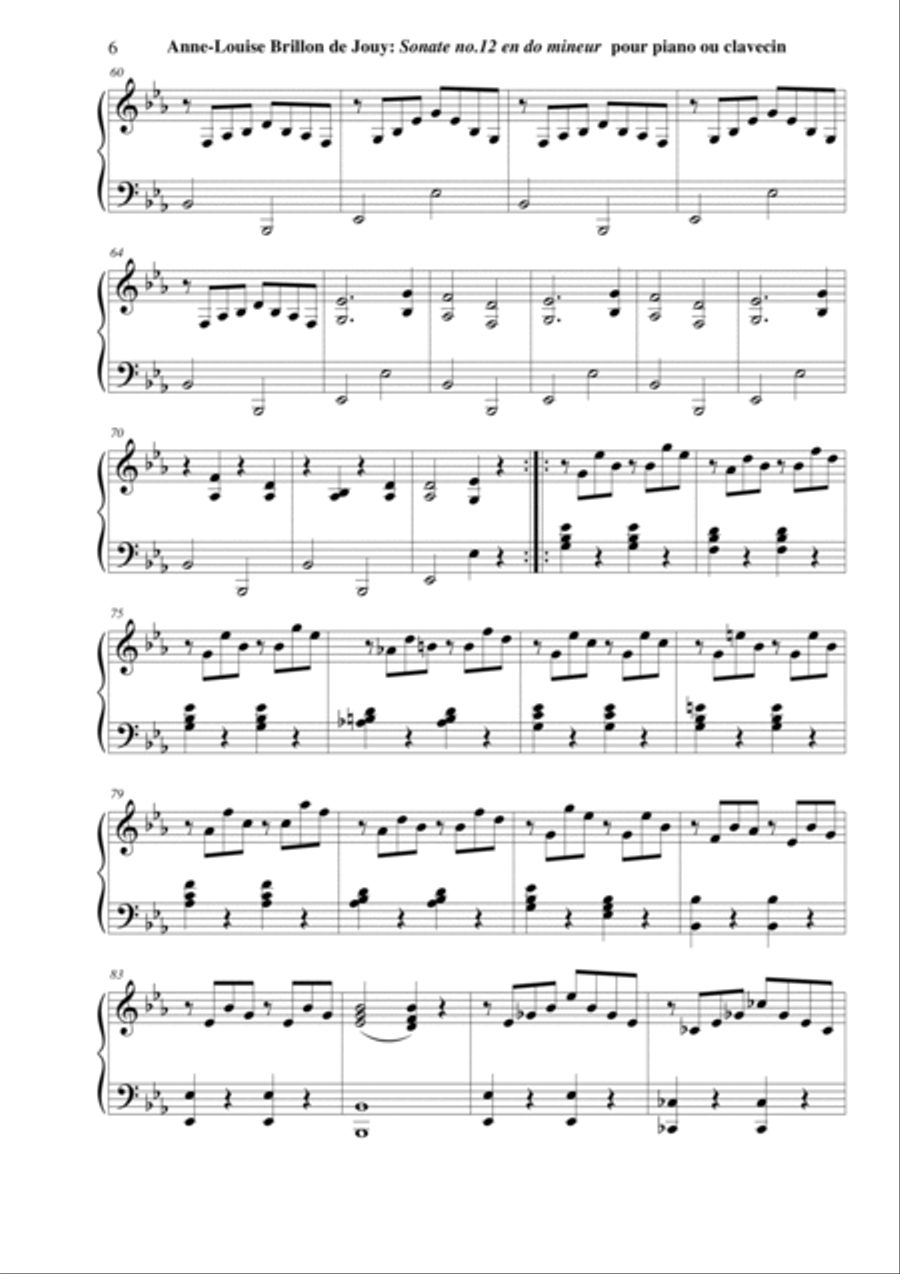 Anne-Louise Brillon de Jouy: Sonata no. 12 in c minor for piano or harpsichord Harpsichord scores gallery preview page 6