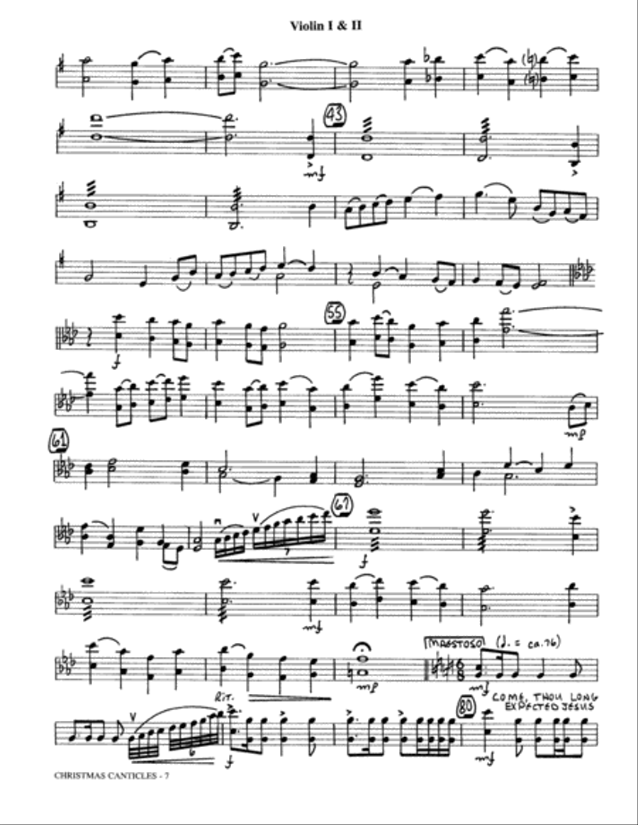 Christmas Canticles: A Cantata of Carols in Four Suites (Full Orchestra) - Violin 1, 2 Choir scores gallery preview page 7