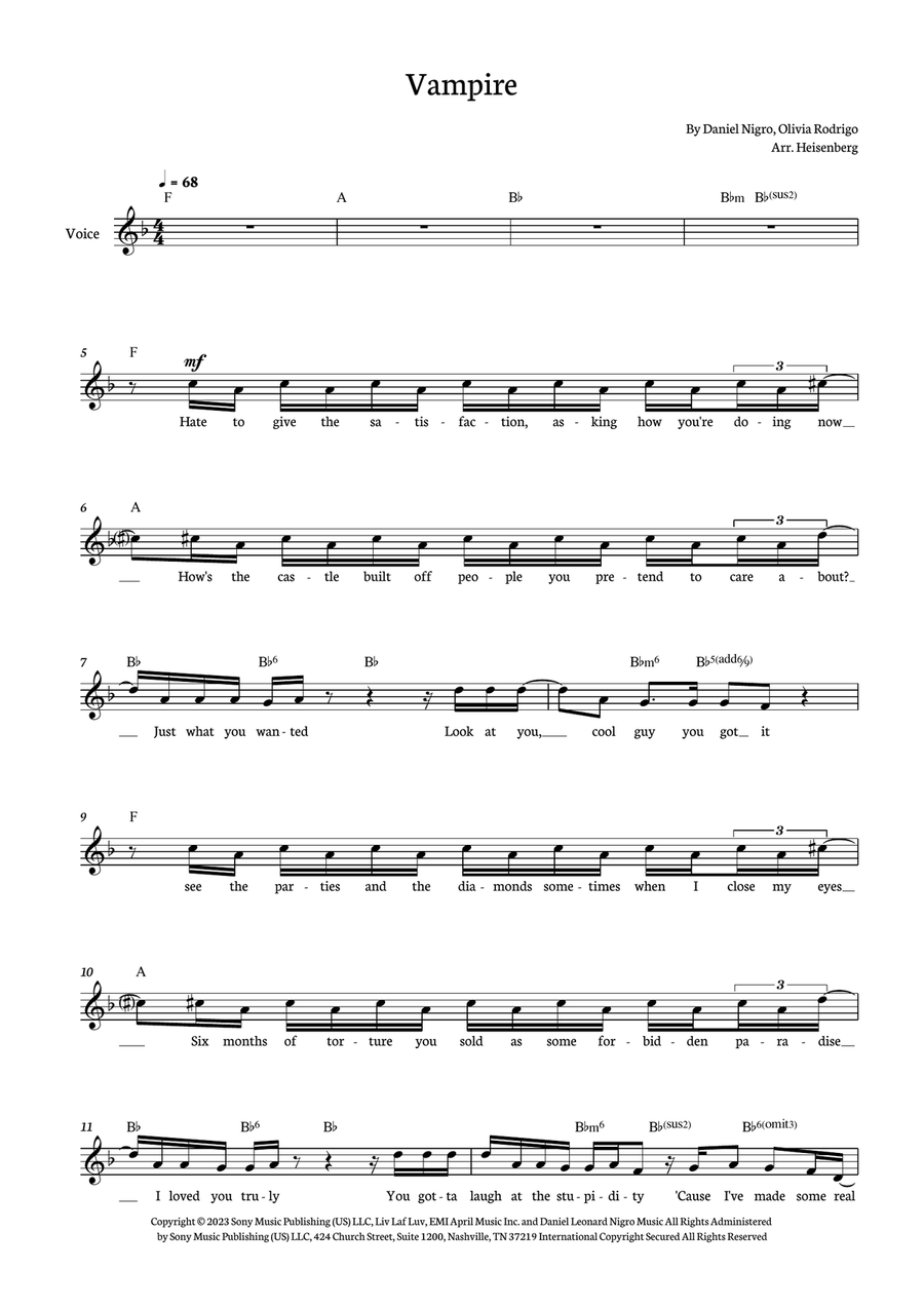 Vampire Acoustic Guitar scores gallery preview page 1