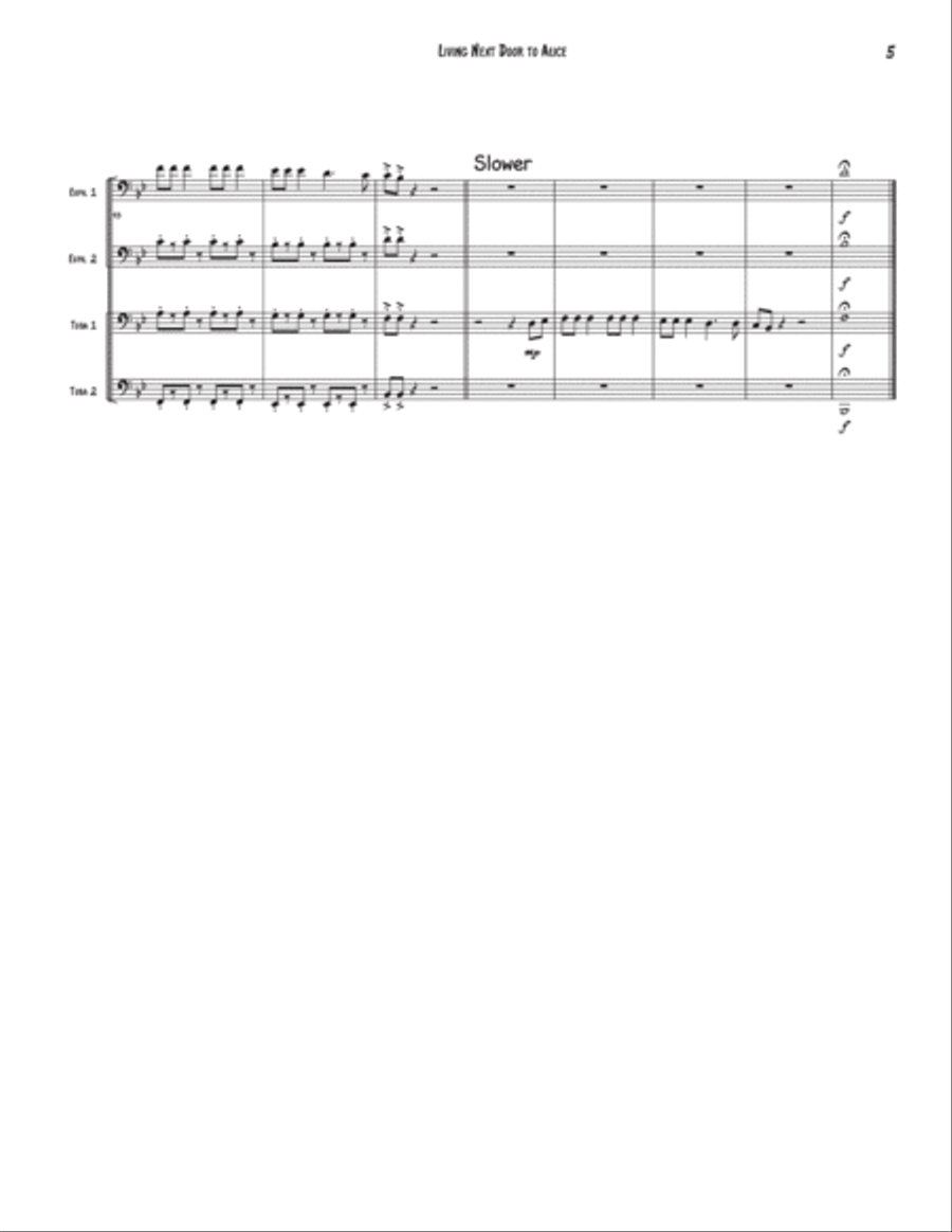 Living Next Door To Alice Brass Quartet scores gallery preview page 5