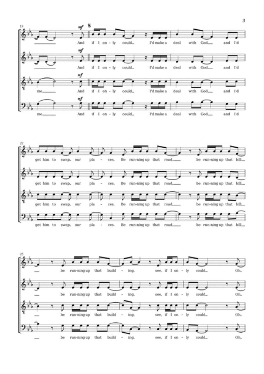 Running Up That Hill 4-Part scores gallery preview page 3