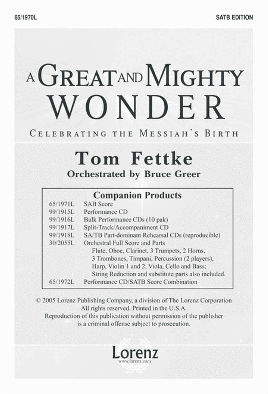 A Great and Mighty Wonder 4-Part scores gallery preview page 2