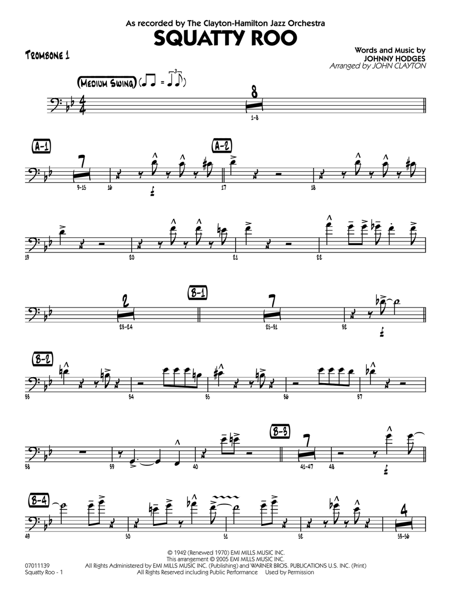 Squatty Roo (arr. John Clayton) - Trombone 1