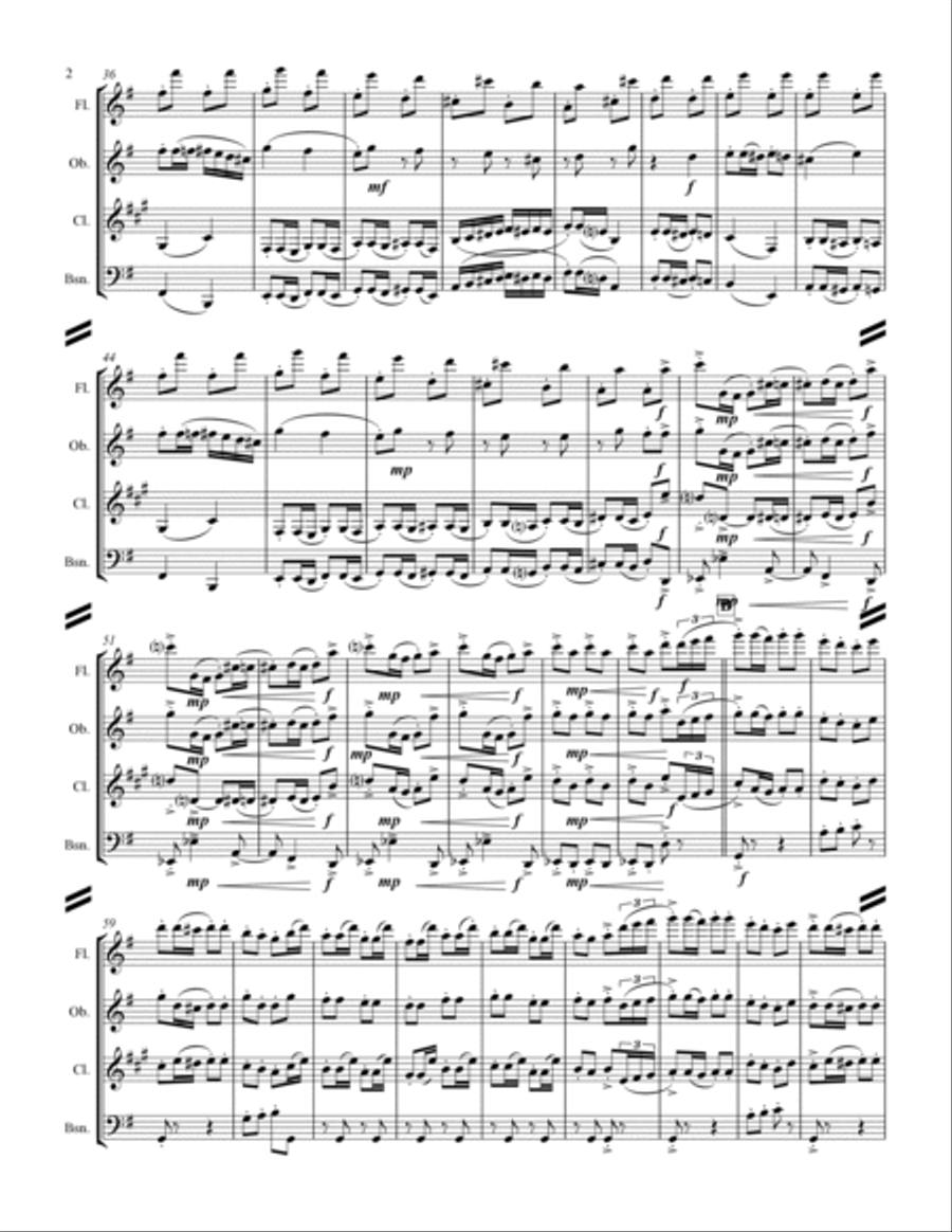 The Nutcracker Suite - 4. Russian Dance, Trépak (for Woodwind Quartet) Woodwind Quartet scores gallery preview page 3
