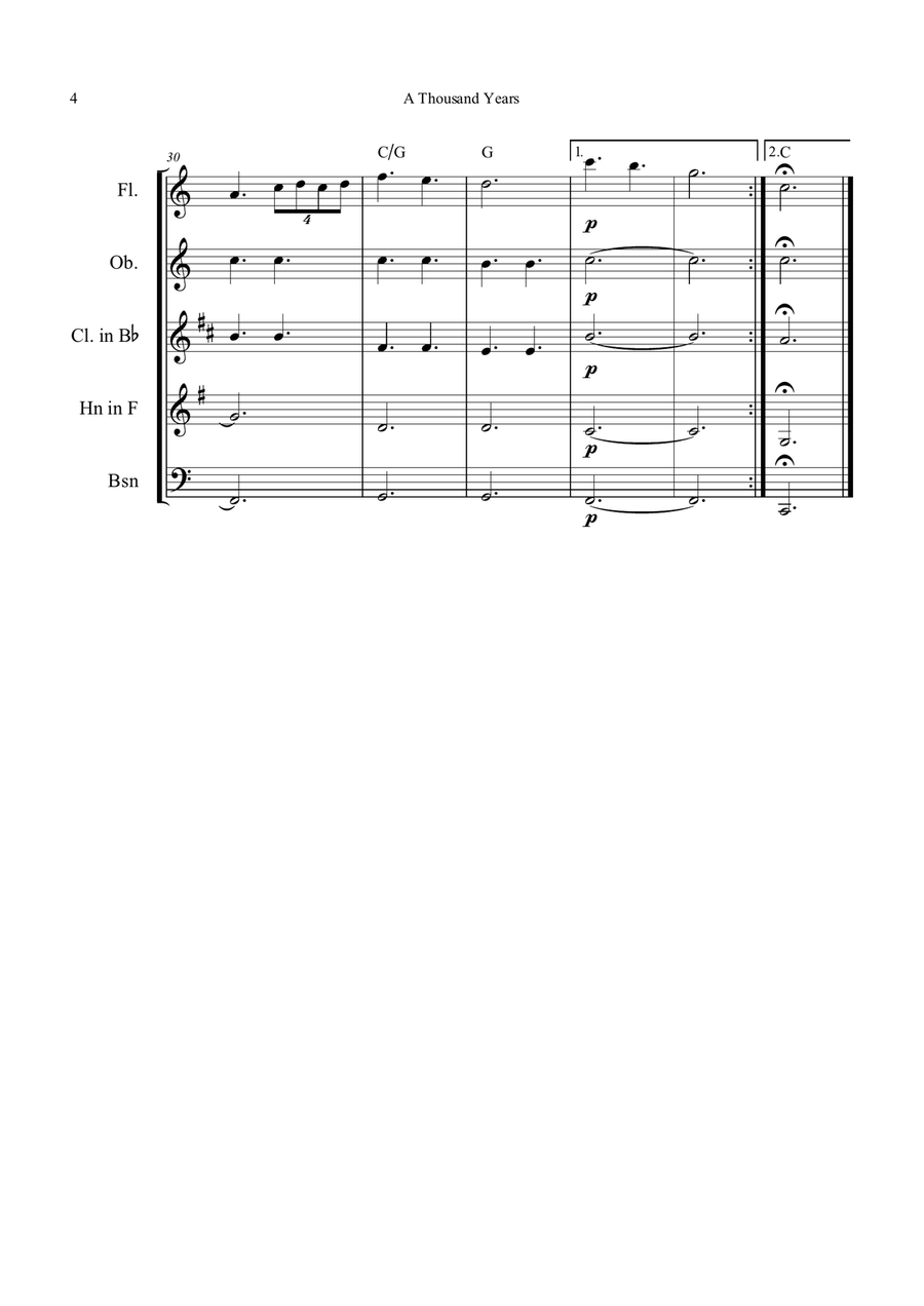 A Thousand Years Woodwind Quintet scores gallery preview page 4