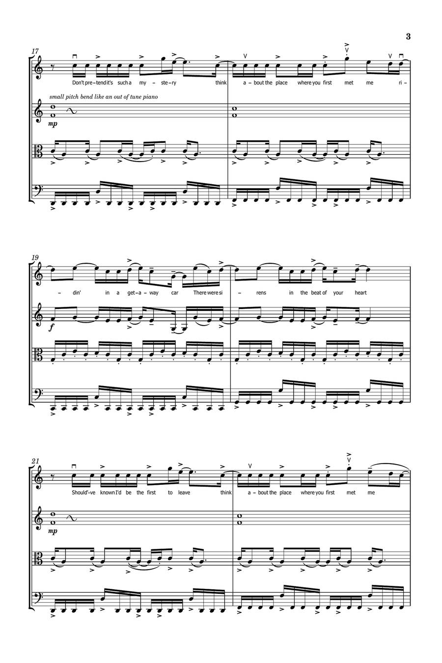 Getaway Car String Quartet scores gallery preview page 3